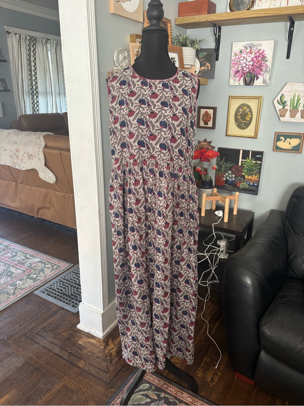 Natural Life boho maxi dress sleeveless floral cottage core size M
